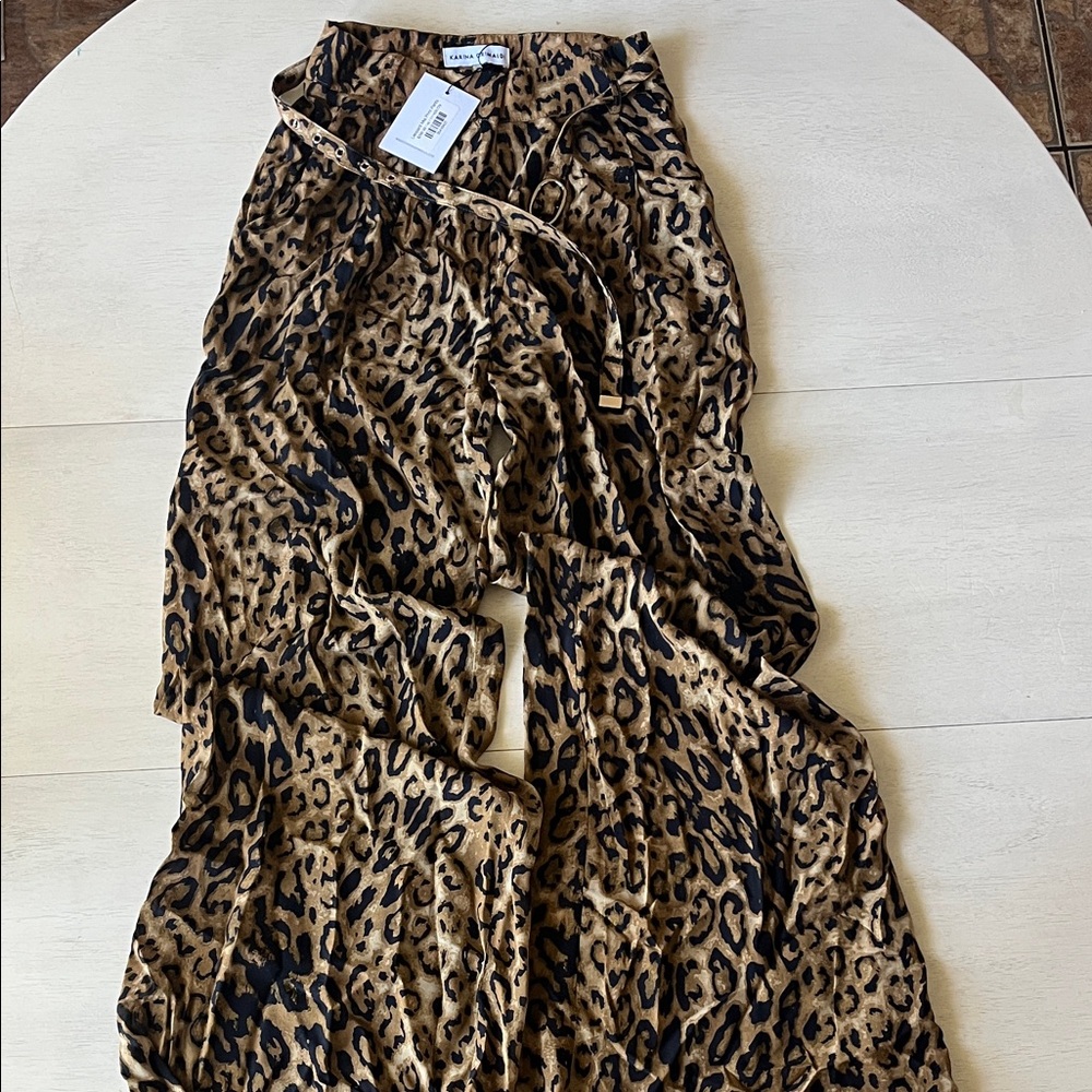 Karina Grimaldi Mia Leopard Print pants with belt